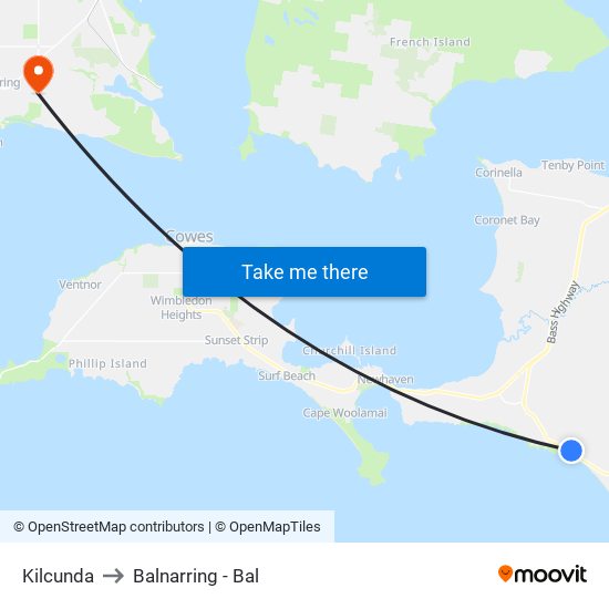 Kilcunda to Balnarring - Bal map