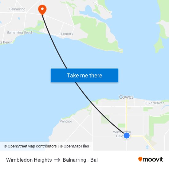 Wimbledon Heights to Balnarring - Bal map