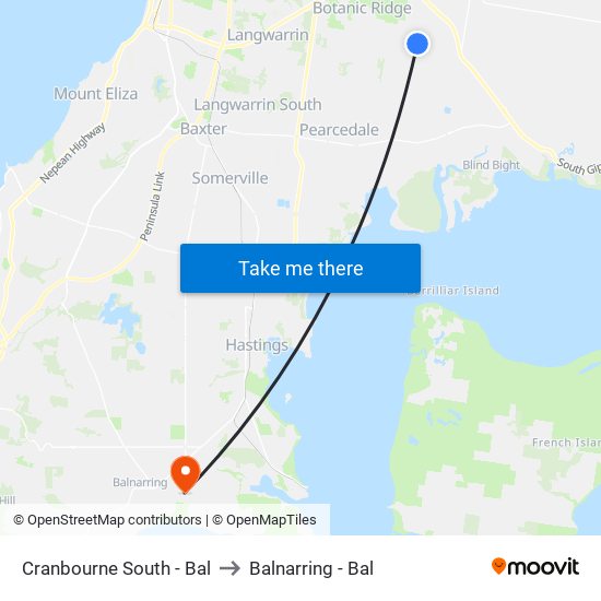 Cranbourne South - Bal to Balnarring - Bal map