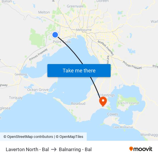 Laverton North - Bal to Balnarring - Bal map