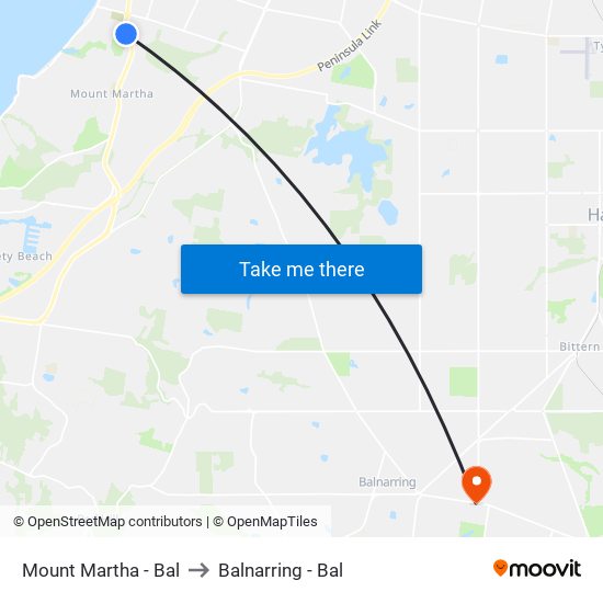 Mount Martha - Bal to Balnarring - Bal map