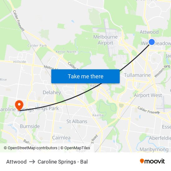 Attwood to Caroline Springs - Bal map