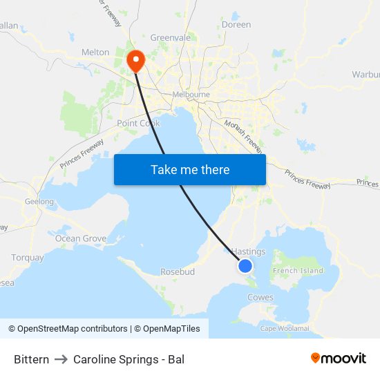 Bittern to Caroline Springs - Bal map