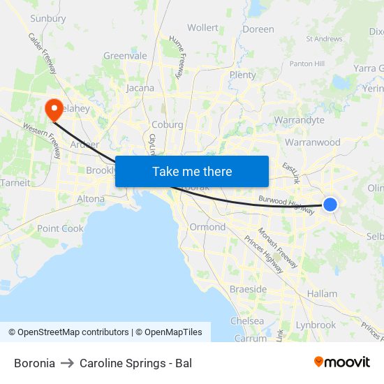 Boronia to Caroline Springs - Bal map