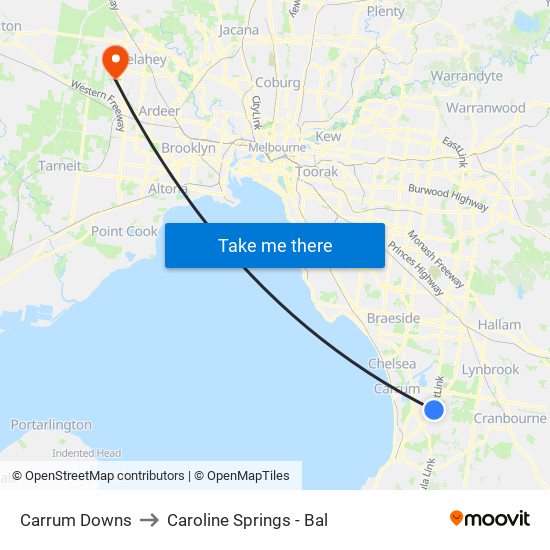 Carrum Downs to Caroline Springs - Bal map