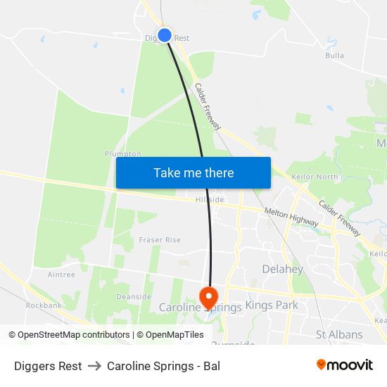 Diggers Rest to Caroline Springs - Bal map