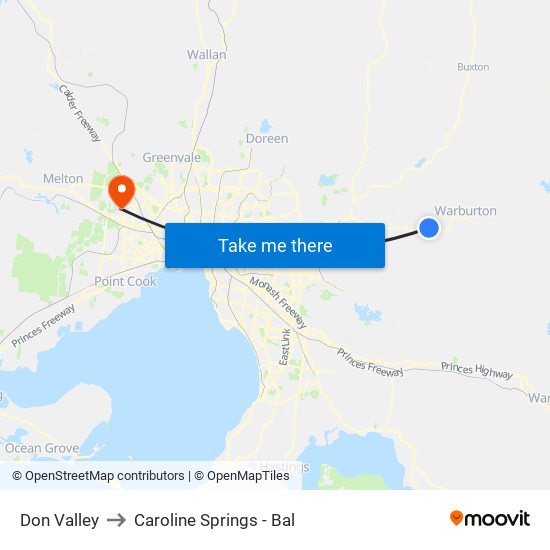 Don Valley to Caroline Springs - Bal map