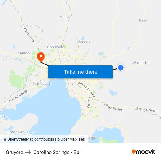 Gruyere to Caroline Springs - Bal map