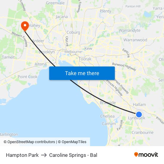 Hampton Park to Caroline Springs - Bal map