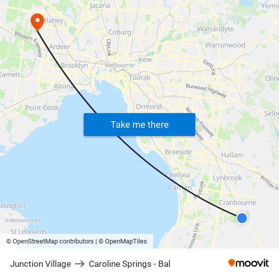 Junction Village to Caroline Springs - Bal map