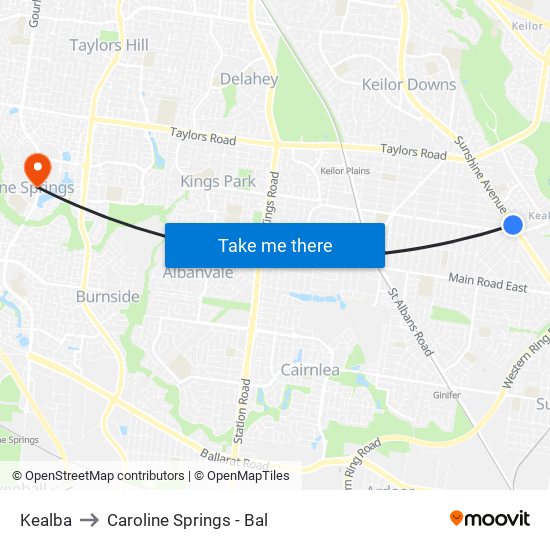 Kealba to Caroline Springs - Bal map