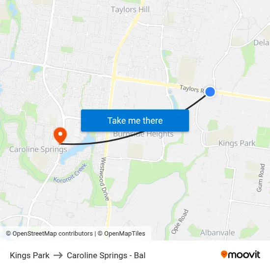 Kings Park to Caroline Springs - Bal map