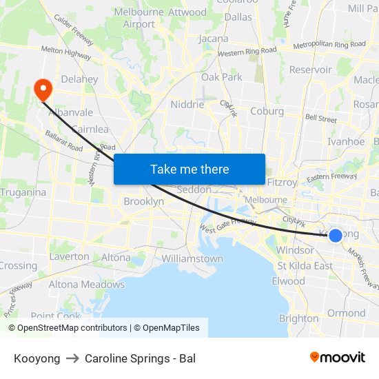 Kooyong to Caroline Springs - Bal map