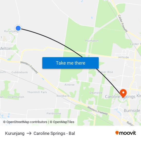 Kurunjang to Caroline Springs - Bal map