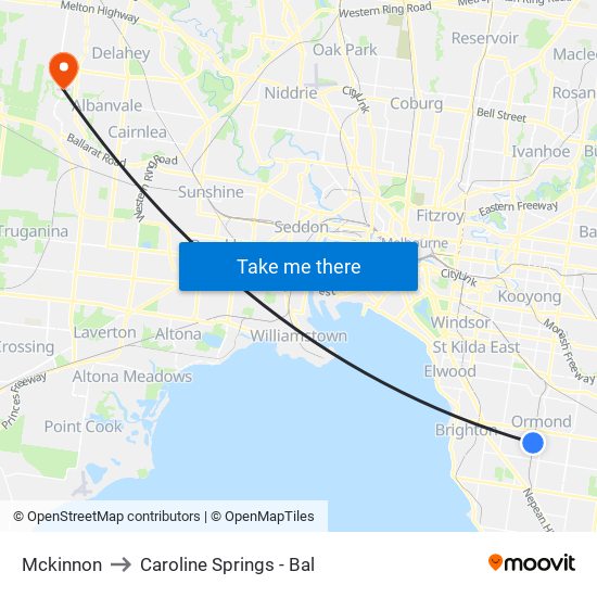 Mckinnon to Caroline Springs - Bal map