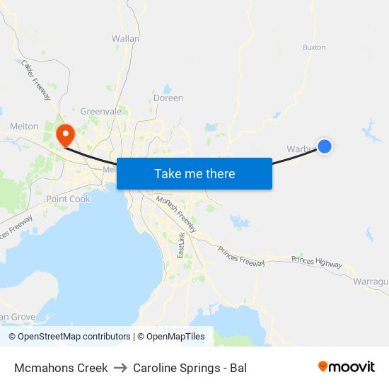 Mcmahons Creek to Caroline Springs - Bal map