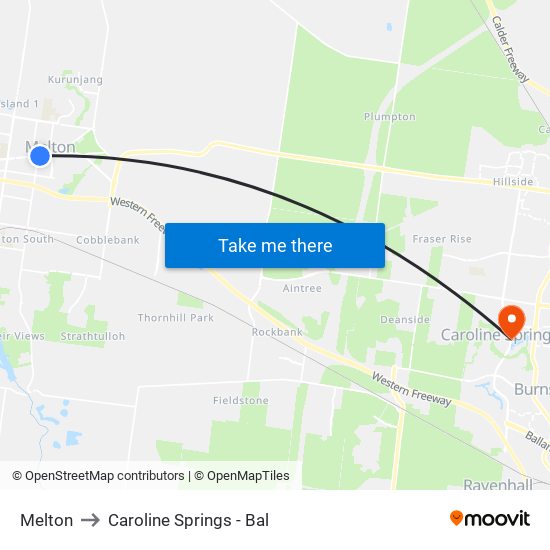 Melton to Caroline Springs - Bal map