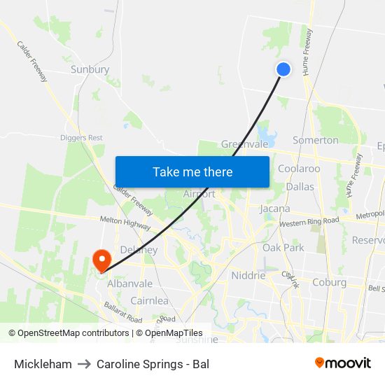 Mickleham to Caroline Springs - Bal map