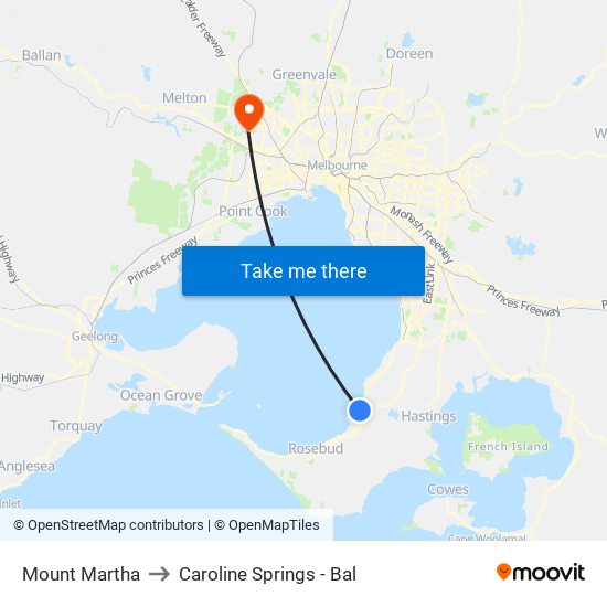 Mount Martha to Caroline Springs - Bal map