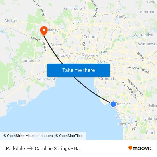 Parkdale to Caroline Springs - Bal map