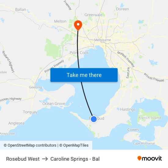Rosebud West to Caroline Springs - Bal map