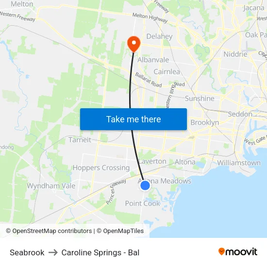 Seabrook to Caroline Springs - Bal map