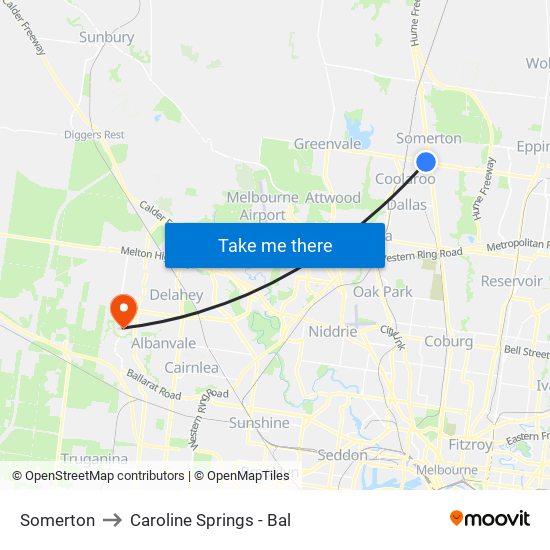 Somerton to Caroline Springs - Bal map