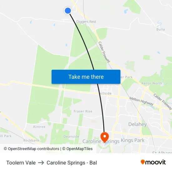 Toolern Vale to Caroline Springs - Bal map