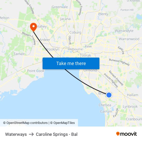 Waterways to Caroline Springs - Bal map