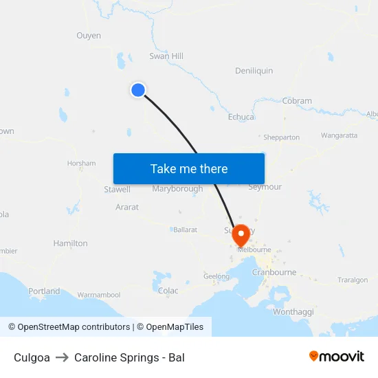 Culgoa to Caroline Springs - Bal map