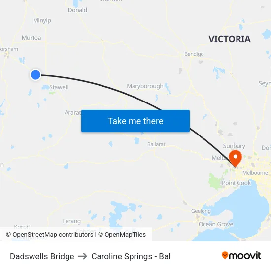 Dadswells Bridge to Caroline Springs - Bal map