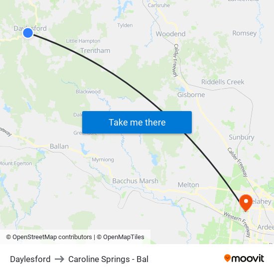 Daylesford to Caroline Springs - Bal map