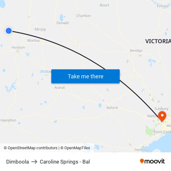 Dimboola to Caroline Springs - Bal map