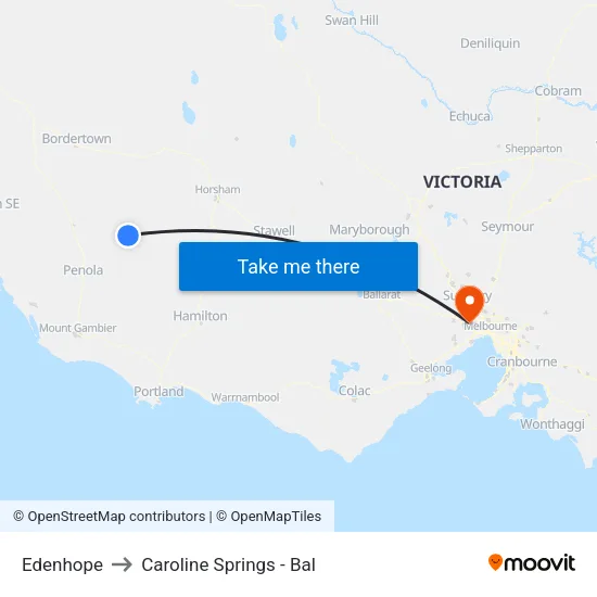 Edenhope to Caroline Springs - Bal map