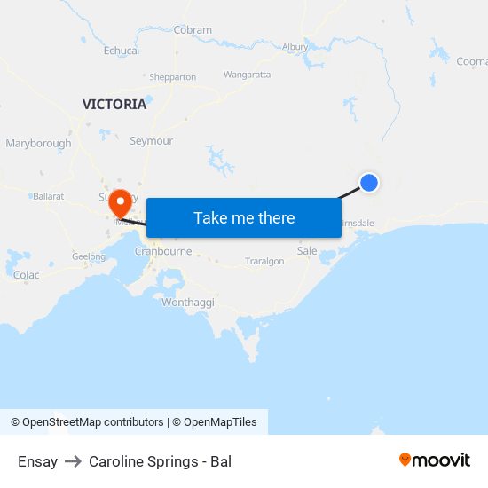 Ensay to Caroline Springs - Bal map