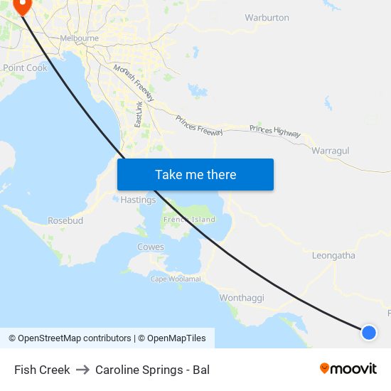 Fish Creek to Caroline Springs - Bal map