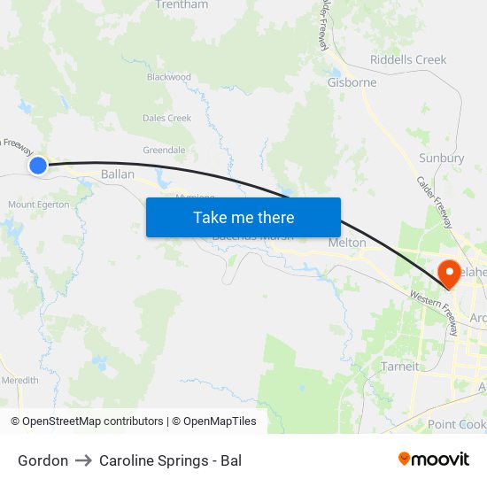 Gordon to Caroline Springs - Bal map