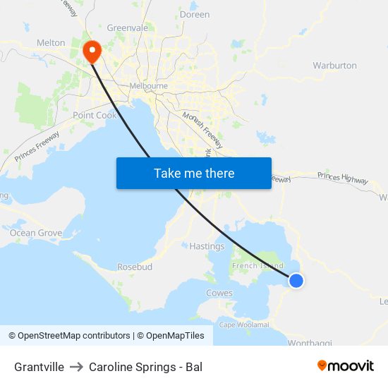 Grantville to Caroline Springs - Bal map