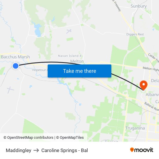 Maddingley to Caroline Springs - Bal map