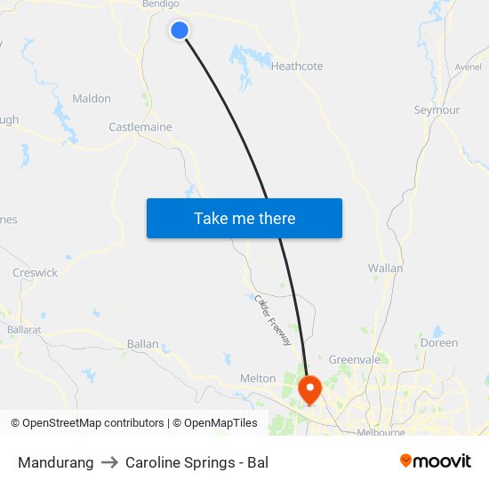 Mandurang to Caroline Springs - Bal map