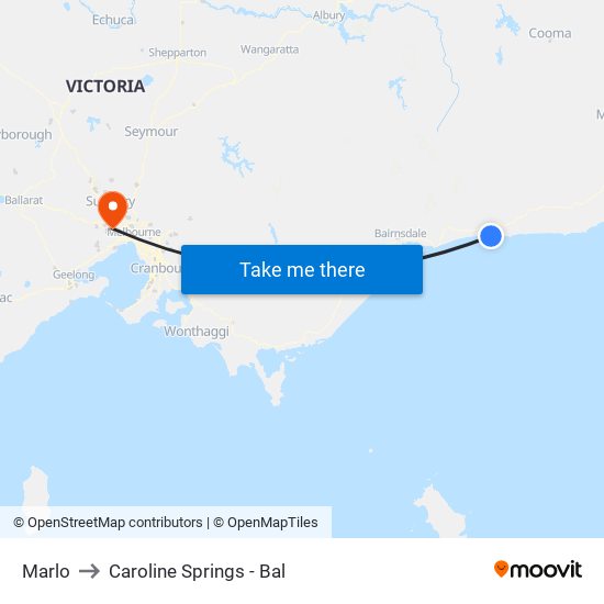 Marlo to Caroline Springs - Bal map