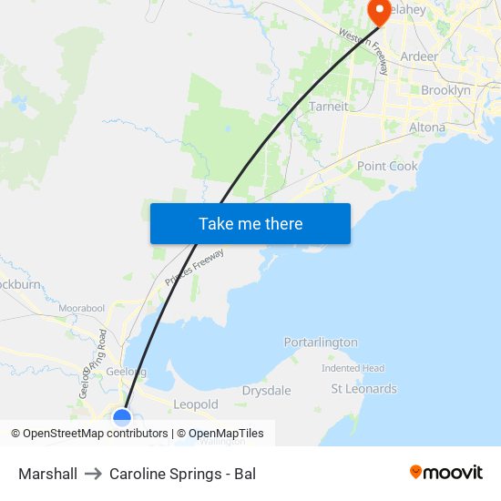 Marshall to Caroline Springs - Bal map