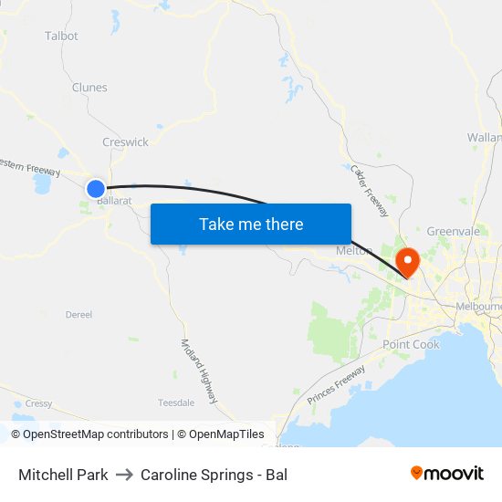 Mitchell Park to Caroline Springs - Bal map