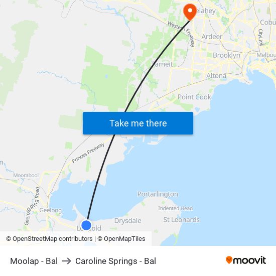 Moolap - Bal to Caroline Springs - Bal map