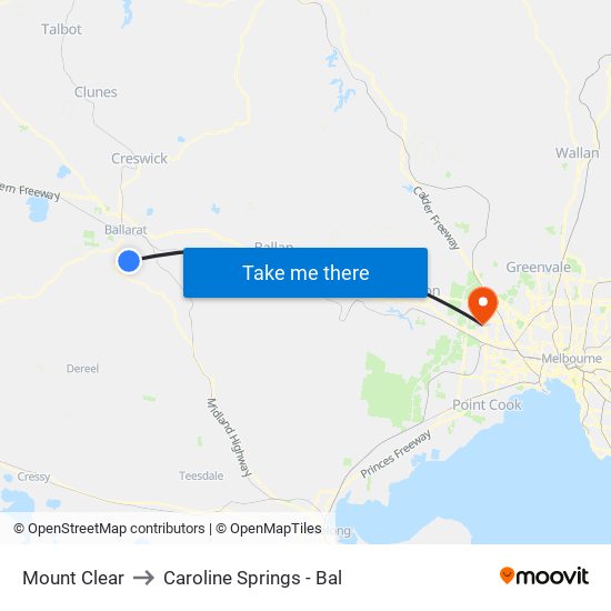 Mount Clear to Caroline Springs - Bal map