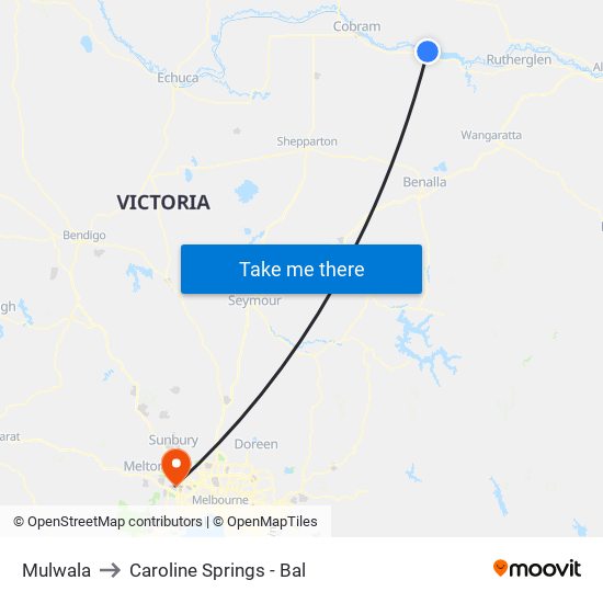 Mulwala to Caroline Springs - Bal map