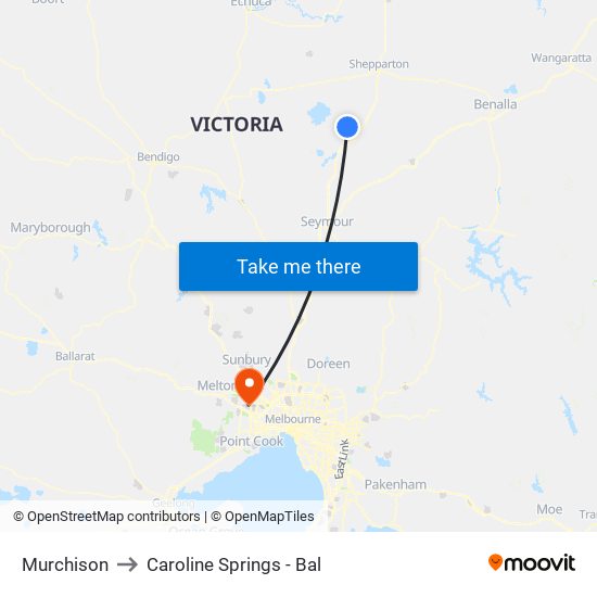 Murchison to Caroline Springs - Bal map