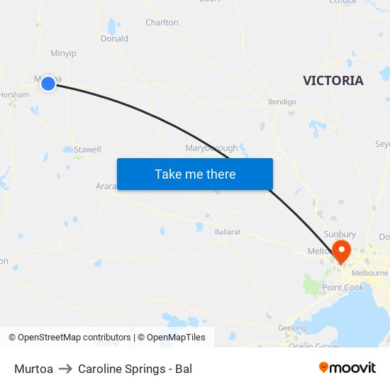 Murtoa to Caroline Springs - Bal map