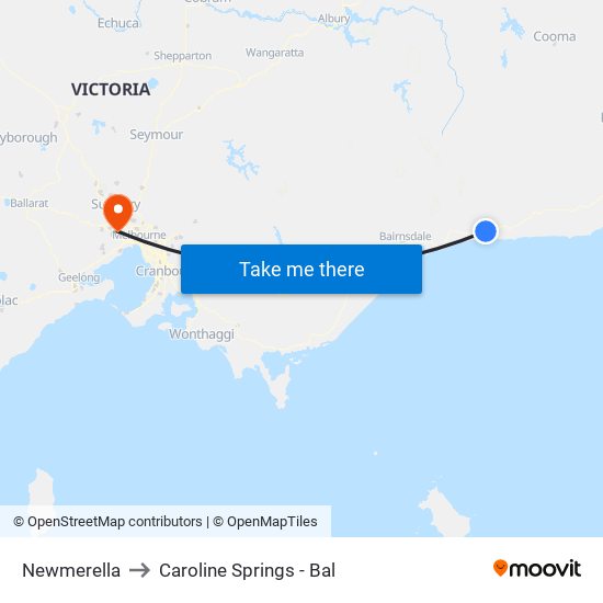 Newmerella to Caroline Springs - Bal map