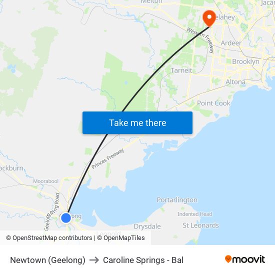 Newtown (Geelong) to Caroline Springs - Bal map